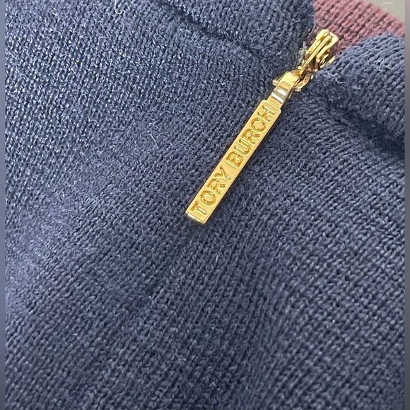 Tory Burch Brianna Colorblock Sleeveless Sheath Dress Navy Burgundy Size Medium - Picture 6 of 9